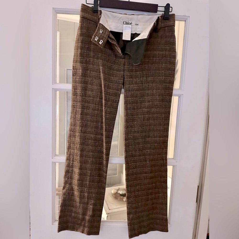 Chloe Wool Blend Tweed Cropped Trouser pants. 36 - S